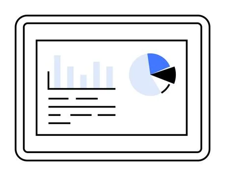 Digital Tablet Displaying Bar Graph and Pie Chart for Business Data Analysis 스톡 일러스트