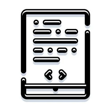 Digital tablet displaying an ebook reading application Stock Illustration