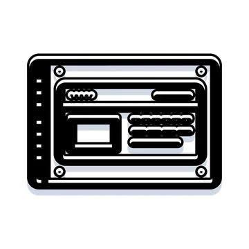 Digital tablet displaying a simple geometric interface layout 스톡 일러스트