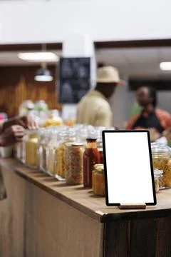Digital tablet displays mockup template Stock-Fotos