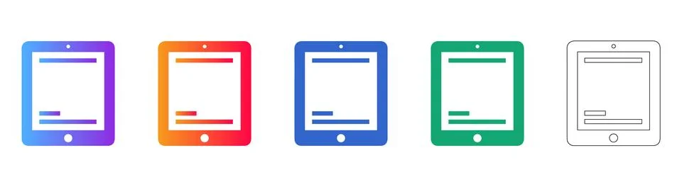Digital Tablet E Book Reader Icons Stock Illustration
