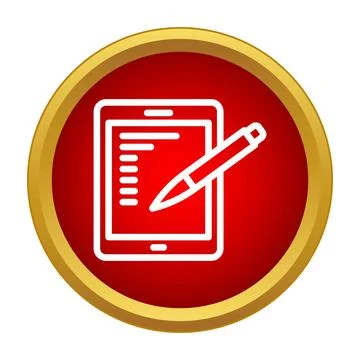 Digital tablet with electronic pen writing notes icon Stock Illustration