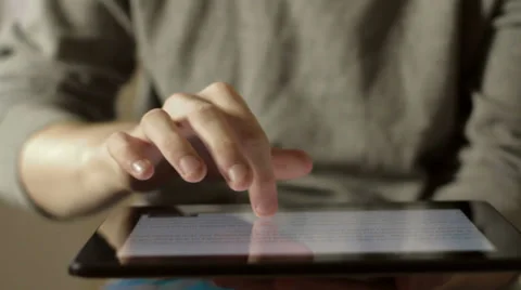 Digital Tablet Finger Close Up Stock Footage 34340974