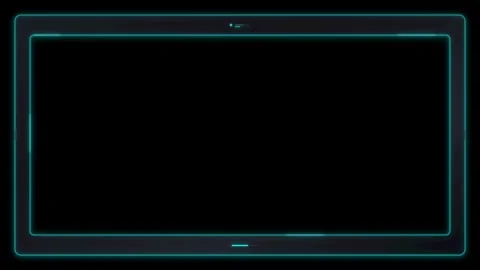 Digital tablet frame with glowing neon cyberpunk border overlay for tech pr.. Vidéo 344858083
