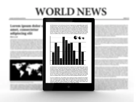 Digital tablet with graph Stock Illustration