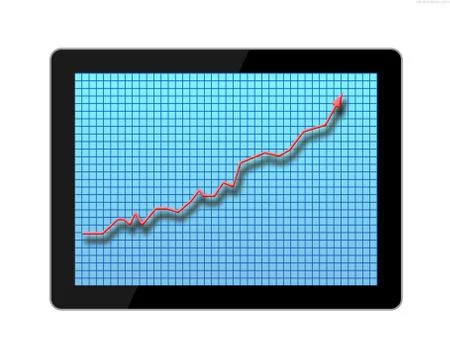 Digital tablet with graph on screen Stock Illustration