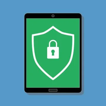 Digital tablet with green protected symbol Stock-Illustration