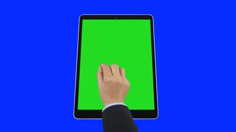 Digital Tablet Green Screen And Business hand Gestures  Stock Footage 263900670