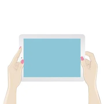 Digital tablet in hands. Isolated on a white background Stock Illustration