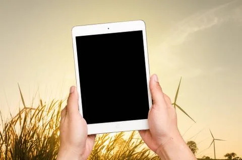 Digital tablet in the hands of men Stock Photos