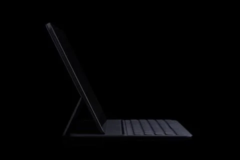 Digital tablet isolated on black background Stock Photos