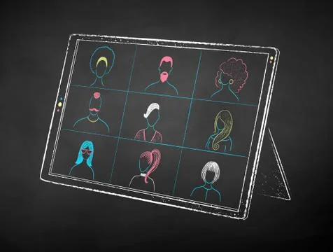 Digital tablet with live conference Stock Illustration