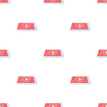 Digital tablet with media player pattern seamless vector Stock Illustration