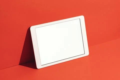 Digital tablet mockup, template on red background Stock Photos