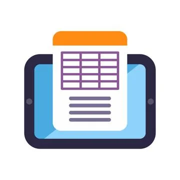 Digital tablet with online spreadsheet and document illustration イラスト素材