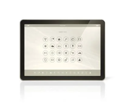 Digital tablet pc with apps icons interface 3D digital tablet pc with apps... Stock Photos