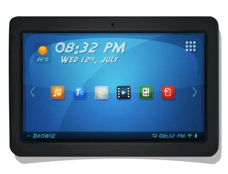Digital Tablet PC With OS Icons Illustrazione stock