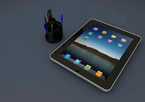 Digital tablet with pen Stock Illustration