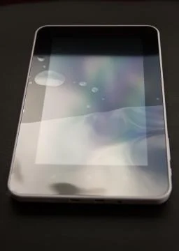 Digital Tablet with Protective Plastic Foto stock