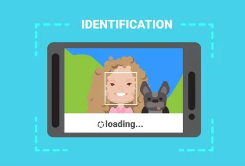 Digital Tablet Scanning User Face Loading Identification System Access Control Stock Illustration