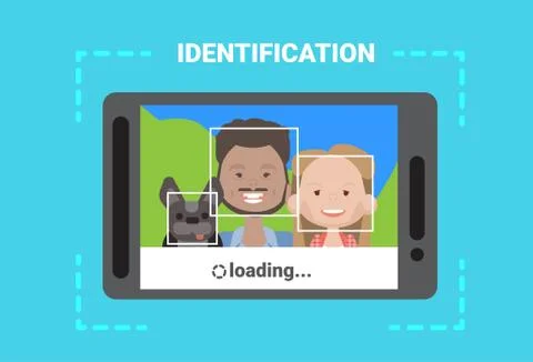 Digital Tablet Scanning User Face Loading Identification System Access Control Stock Illustration