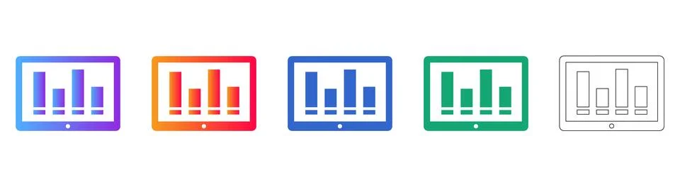 Digital Tablet Screen Data Analytics Icons Stock Illustration
