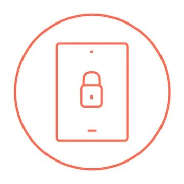 Digital tablet security line icon Stock Illustration