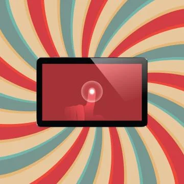 Digital tablet with shiny sensor screen with touch hand. Electronic smart d.. Stock Illustration
