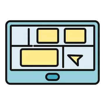 Digital tablet showing gps navigation map application icon Stock Illustration