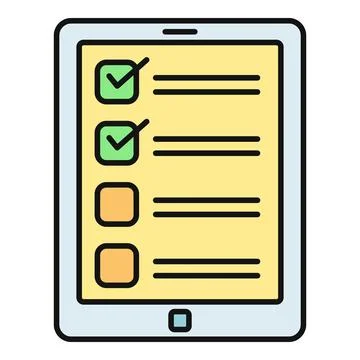 Digital tablet showing online checklist and survey form Stock Illustration
