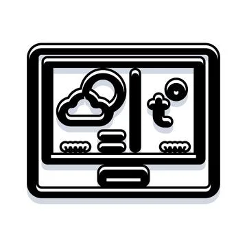 Digital tablet showing weather forecast application icon Illustrazione stock