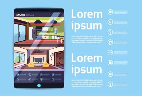 Digital Tablet With Smart House Interface, Modern Technology Of Home Automation Stock Illustration