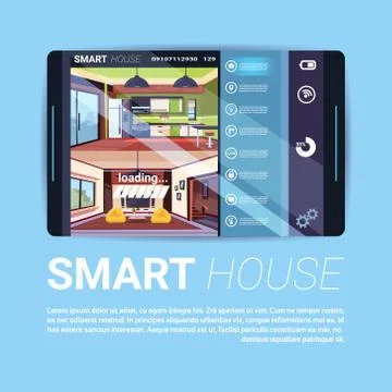 Digital Tablet With Smart House Interface, Modern Technology Of Home Automation Stock Illustration