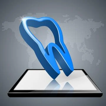 Digital tablet, smartphone, cell, screen. Tooth icon. Stock Illustration