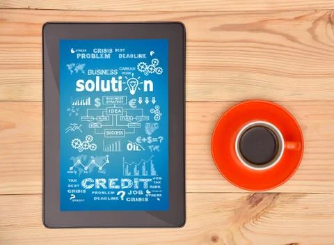 Digital tablet with solution and start up concept Stock Photos