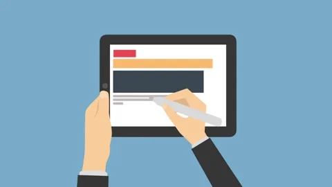 Digital Tablet with Stylus Illustration of Creative Writing Concept Stock Footage 341920162