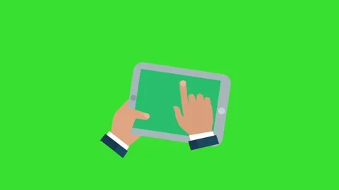 Digital Tablet Touch Screen Click Hands Green Screen Motion Graphics 4K Stock Footage 330999891