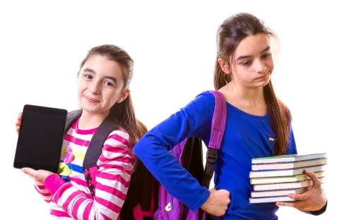 Digital tablet vs books Фото