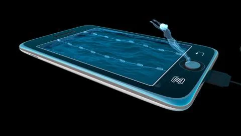 Digital tablet as water pool communication and internet concept background Stock Illustration