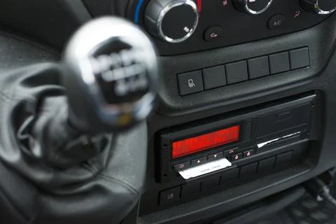 Digital tachograph in a van from an angle with ejected driver card Stock Photos