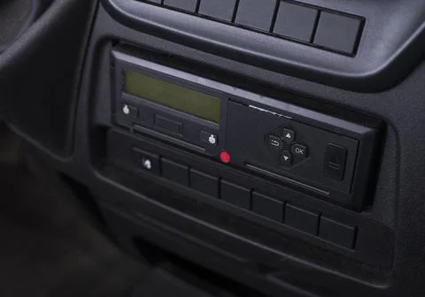 Digital tachograph in a van from an angle Stock Photos