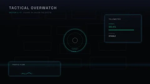 Digital tactical overwatch interface with overwatch telemetry data Stock Footage 343881095