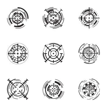 Digital target icon set, simple style Stock Illustration