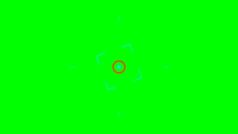 Digital target reticle overlay with cyan and red elements on green screen Stock-Footage 340902983