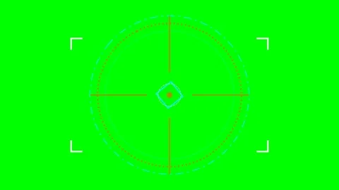 A digital target reticle overlay displayed on a vibrant green screen backgrou Video stock 340263367