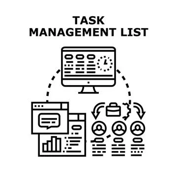 Digital task management process planning and team collaboration Stock Illustration