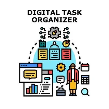 Digital task organizer concept for project management Stock Illustration