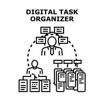 Digital task organizer managing business tasks effectively Stock Illustration