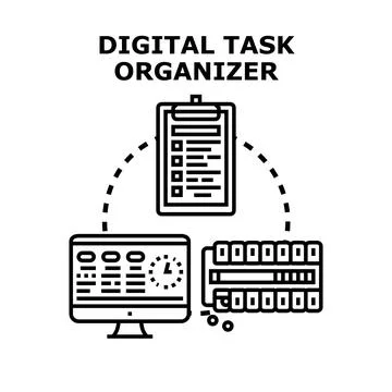 Digital task organizer planning and workflow system Stock Illustration