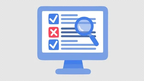 Digital task verification icon in cartoon animation. Online checklist review Stock Footage 310720419